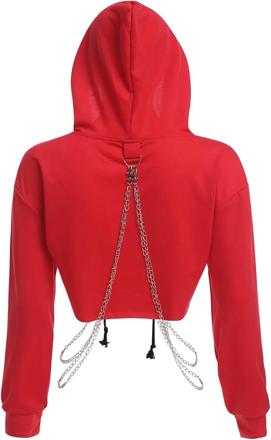ABAFIP Women Rave Gothic Long Sleeve Crop Top Hoodie Casual Workout Music Festival Outfits Cropped Hoodies