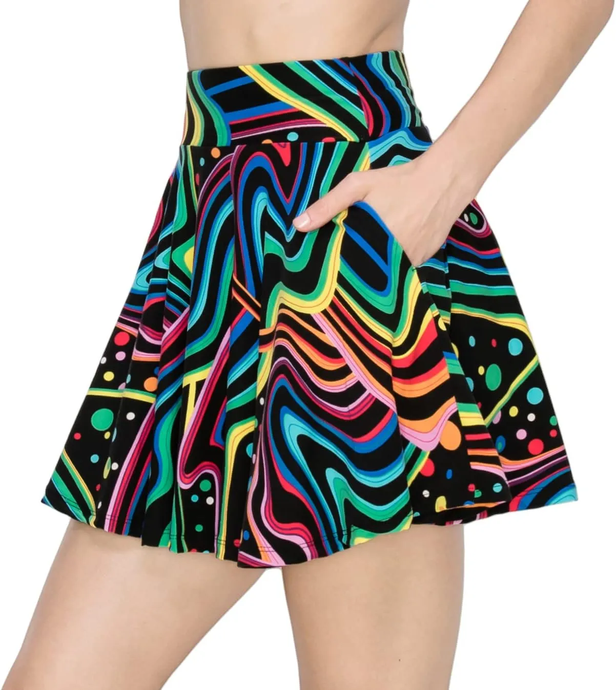ALWAYS Women's Flared Mini Skater Skirt - High Waist Casual Stretch Basic Pleated Tennis Skirt