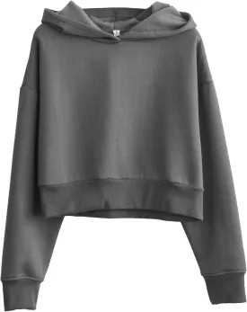 Amazhiyu Womens Fleece Cropped Hoodies Casual Long Sleeve Pullover Crop Tops