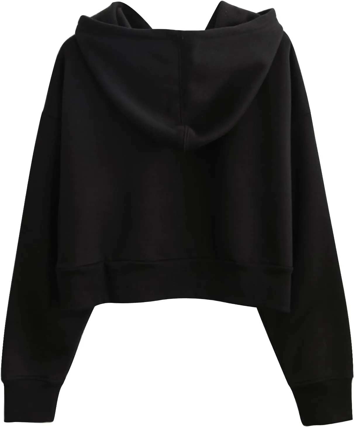 Amazhiyu Womens Fleece Cropped Hoodies Casual Long Sleeve Pullover Crop Tops