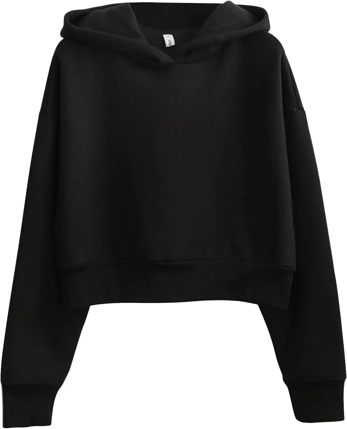 Amazhiyu Womens Fleece Cropped Hoodies Casual Long Sleeve Pullover Crop Tops