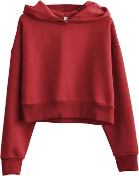 Amazhiyu Womens Fleece Cropped Hoodies Casual Long Sleeve Pullover Crop Tops