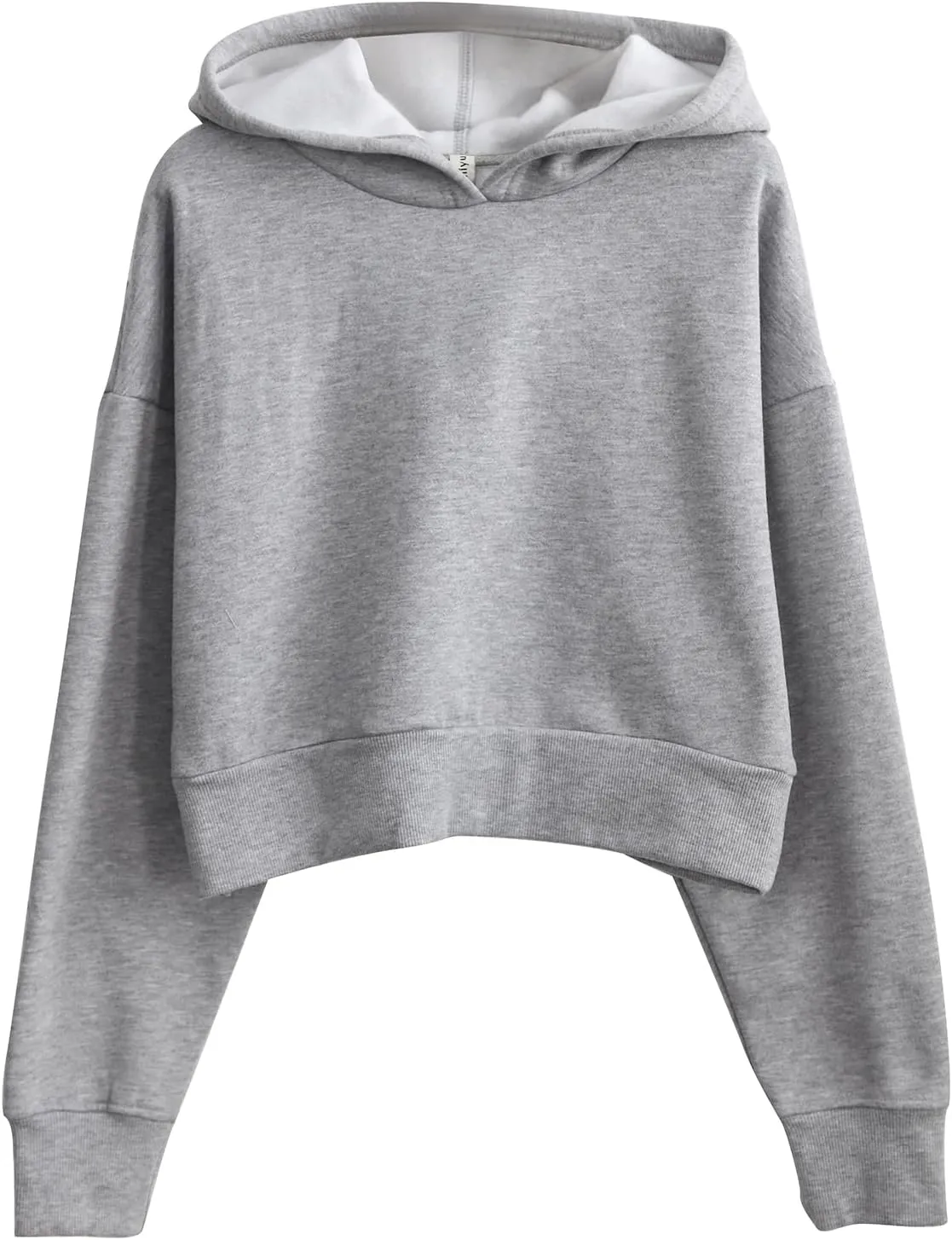 Amazhiyu Womens Fleece Cropped Hoodies Casual Long Sleeve Pullover Crop Tops