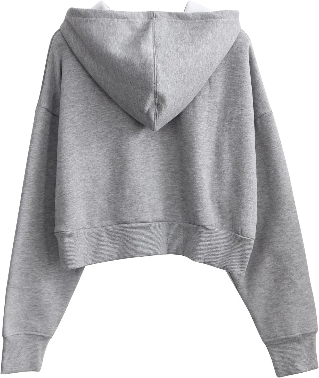 Amazhiyu Womens Fleece Cropped Hoodies Casual Long Sleeve Pullover Crop Tops