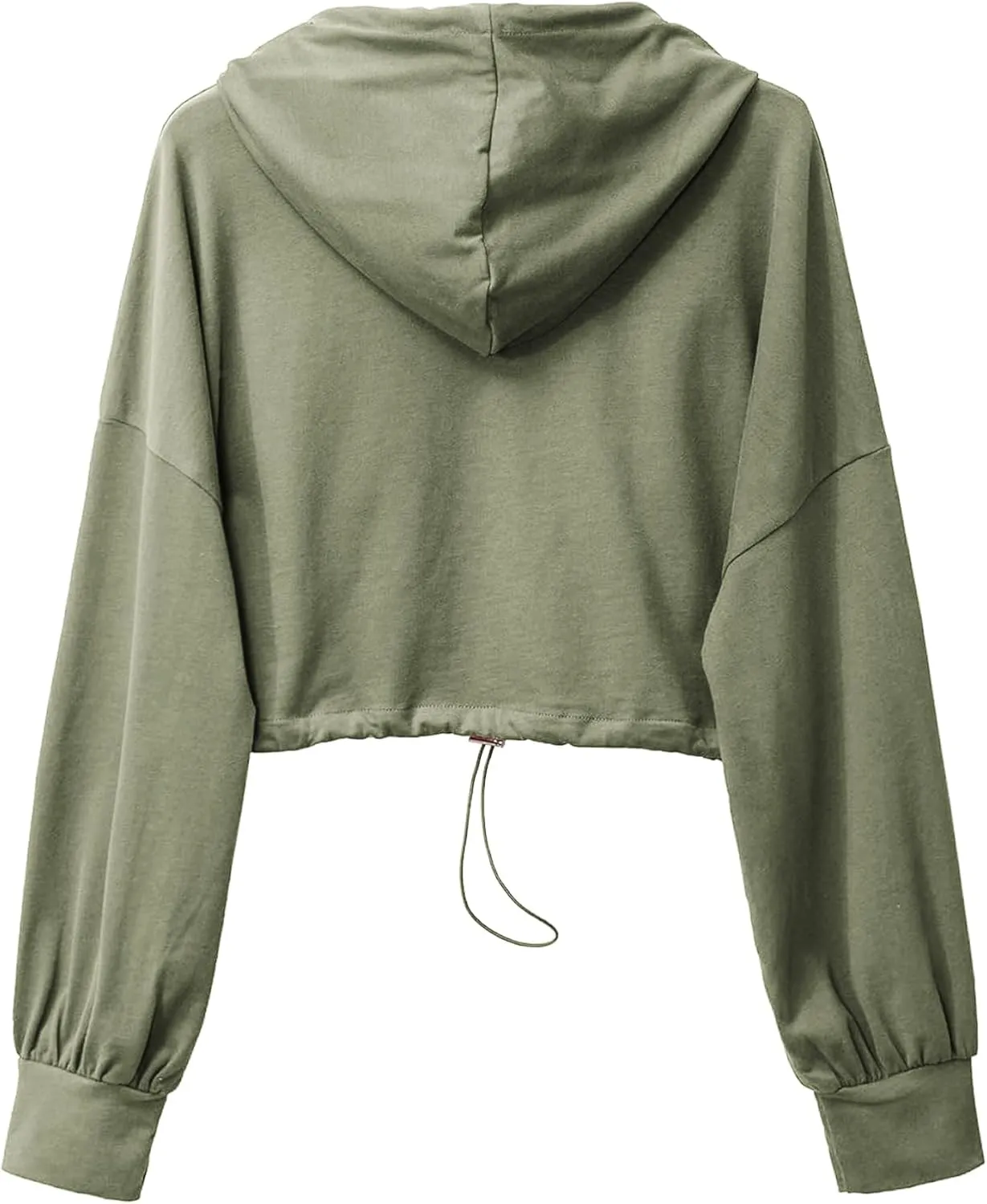 Amazhiyu Womens Pullover Cropped Hoodies Long Sleeve Drawstring Casual Crop Top