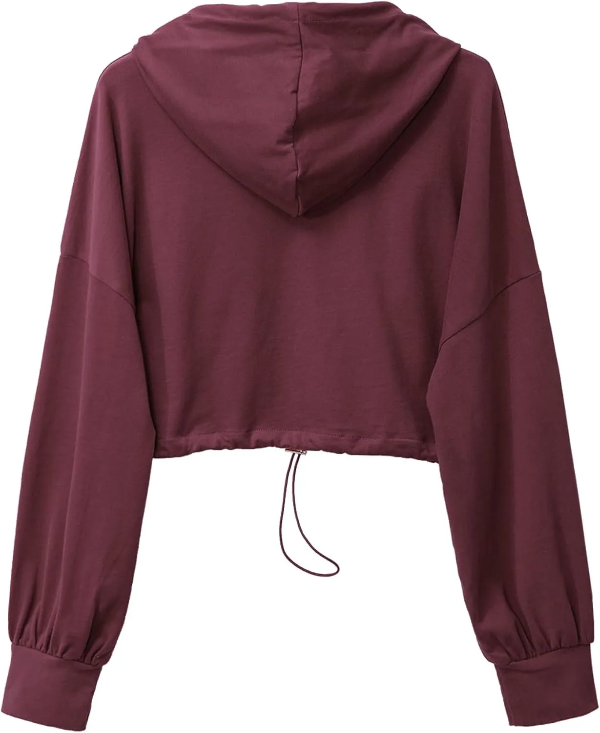 Amazhiyu Womens Pullover Cropped Hoodies Long Sleeve Drawstring Casual Crop Top
