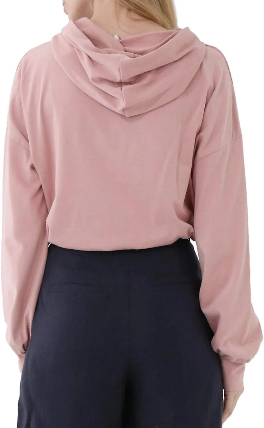 Amazhiyu Womens Pullover Cropped Hoodies Long Sleeve Drawstring Casual Crop Top