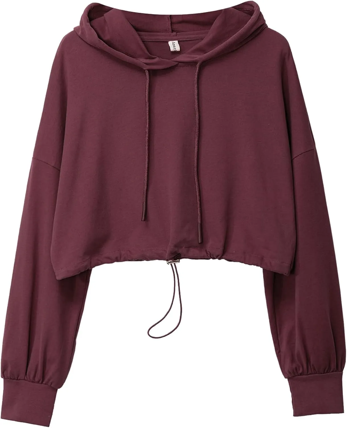 Amazhiyu Womens Pullover Cropped Hoodies Long Sleeve Drawstring Casual Crop Top