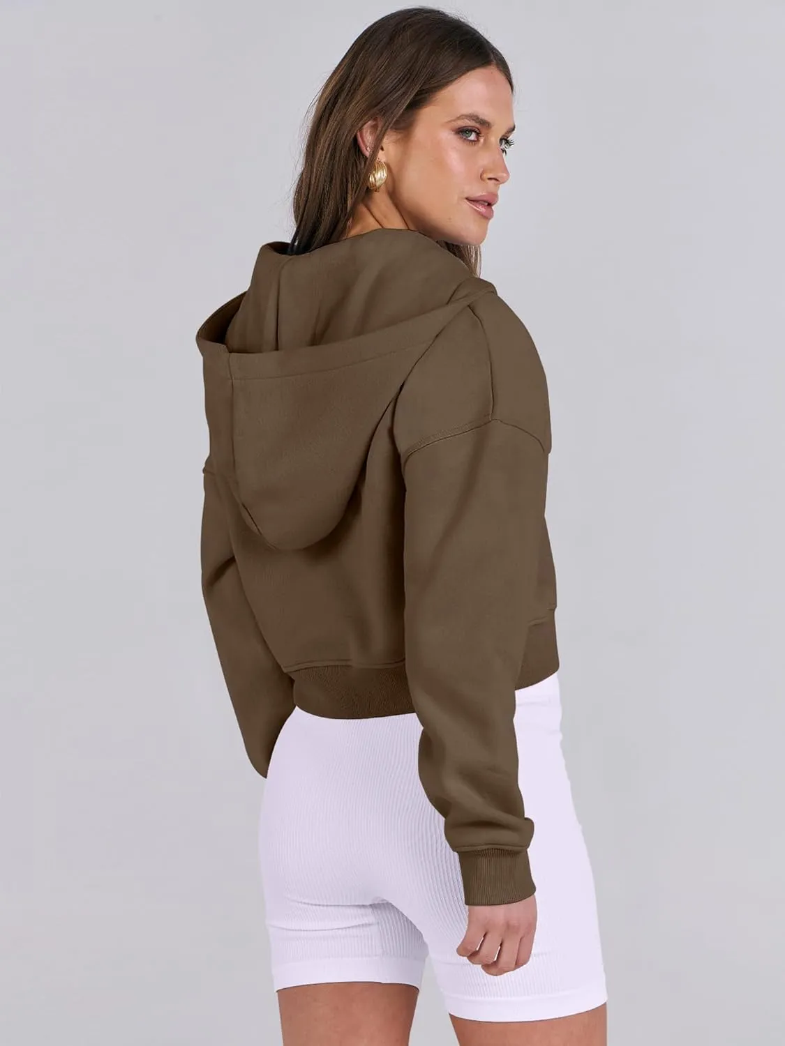 ANRABESS Womens Zip Up Crop Hoodie Sweatshirts 2024 Fall Trendy Long Sleeve Cropped Jacket Top Winter Teen Girls Clothes