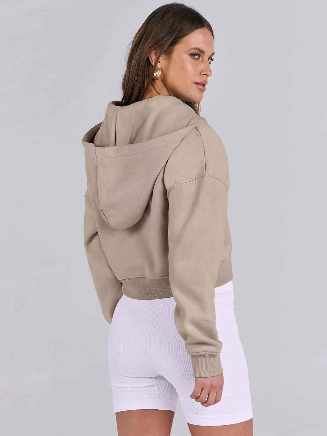 ANRABESS Womens Zip Up Crop Hoodie Sweatshirts 2024 Fall Trendy Long Sleeve Cropped Jacket Top Winter Teen Girls Clothes