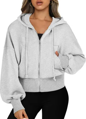 ANRABESS Women's Zip Up Hoodies Cropped Sweatshirts Casual Zip Jackets 2025 Fashion Trendy Spring Summer Outfits