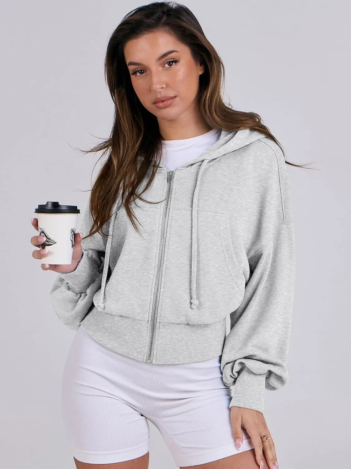 ANRABESS Women's Zip Up Hoodies Cropped Sweatshirts Casual Zip Jackets 2025 Fashion Trendy Spring Summer Outfits