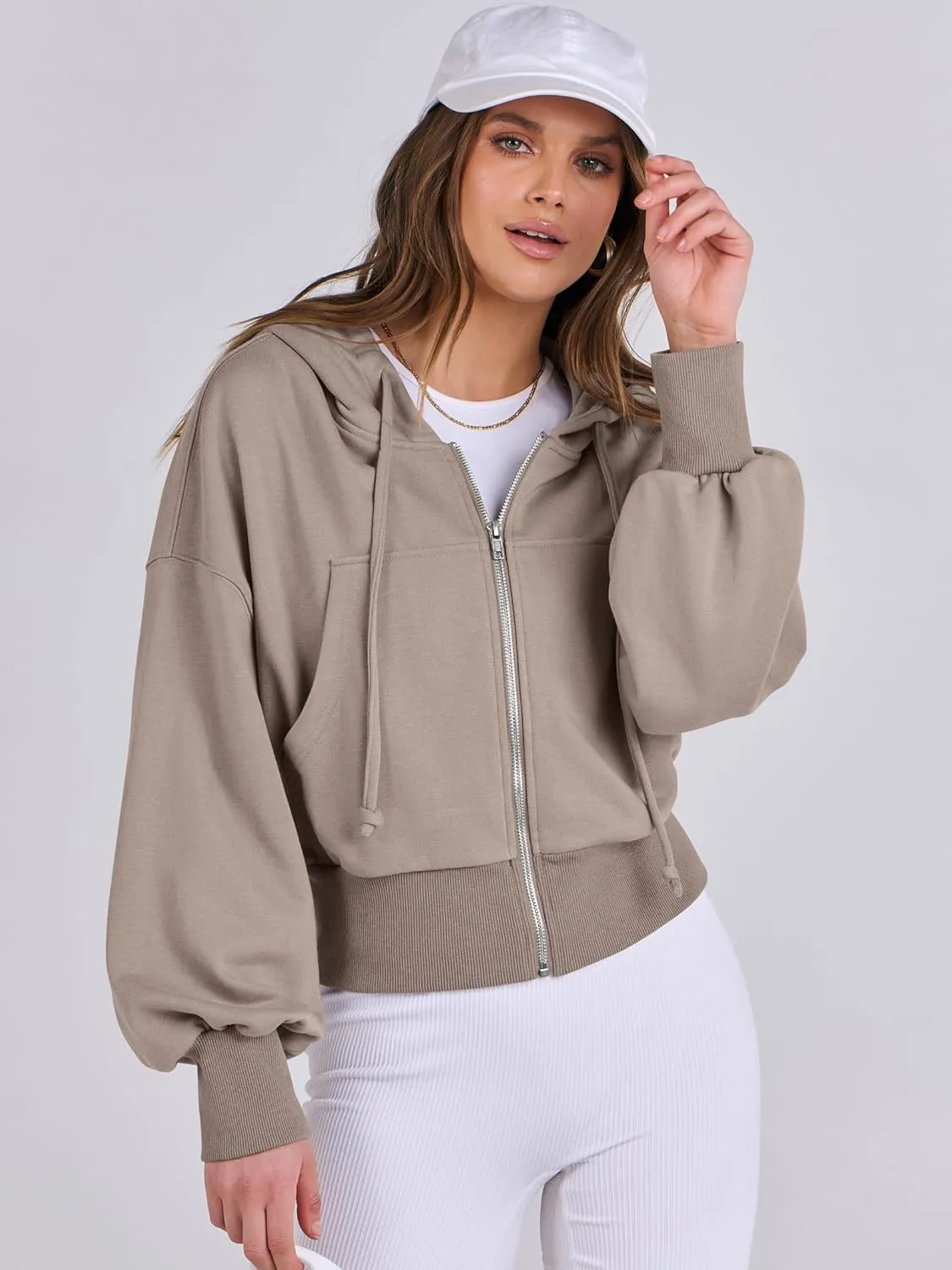 ANRABESS Women's Zip Up Hoodies Cropped Sweatshirts Casual Zip Jackets 2025 Fashion Trendy Spring Summer Outfits