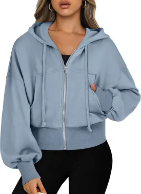 ANRABESS Women's Zip Up Hoodies Cropped Sweatshirts Casual Zip Jackets 2025 Fashion Trendy Spring Summer Outfits