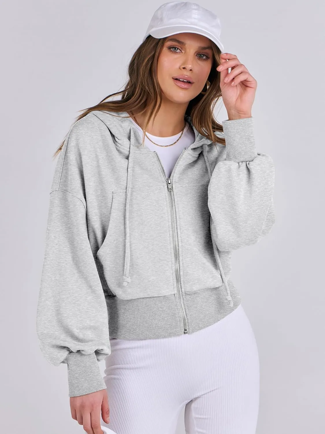 ANRABESS Women's Zip Up Hoodies Cropped Sweatshirts Casual Zip Jackets 2025 Fashion Trendy Spring Summer Outfits