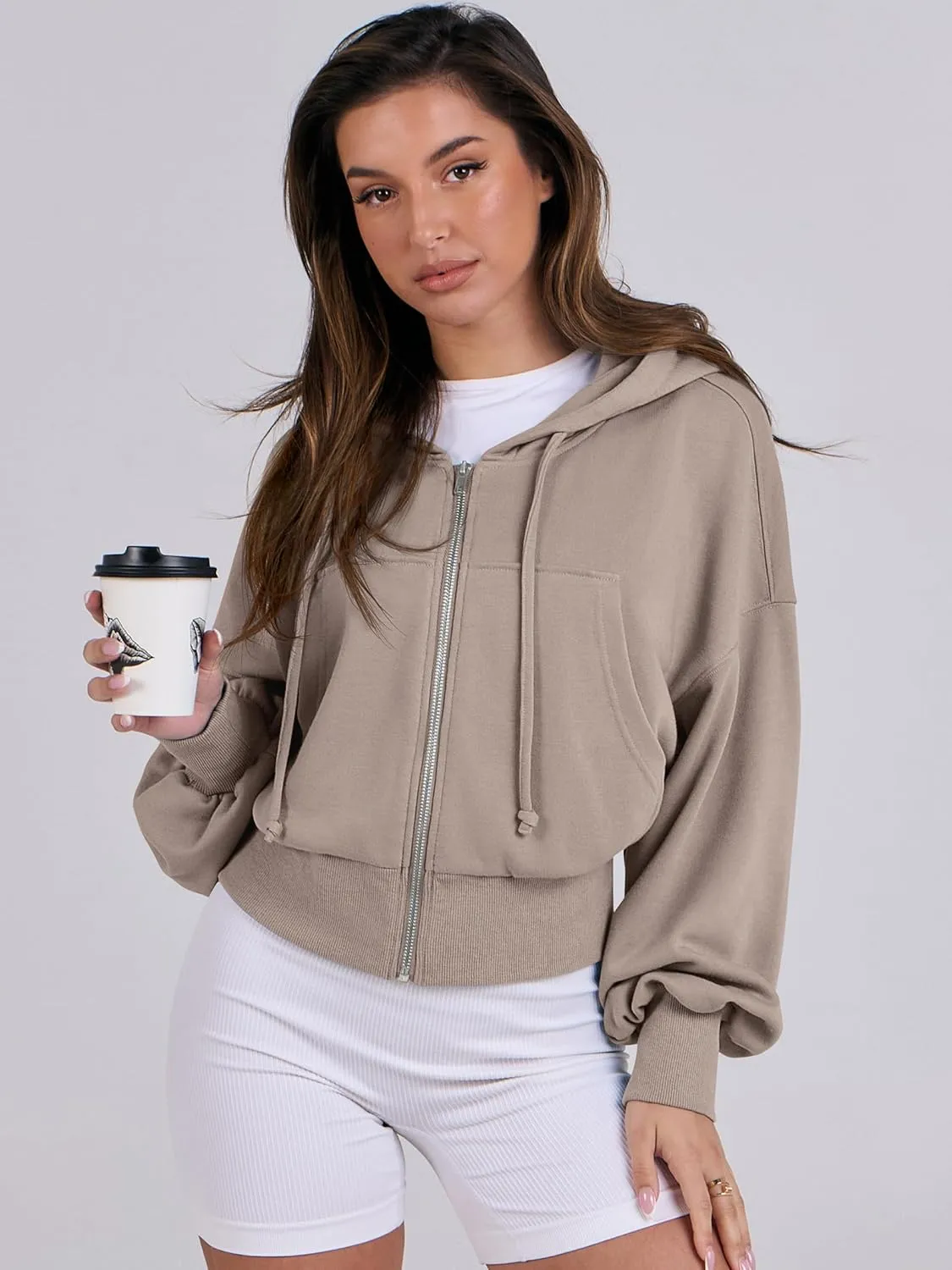ANRABESS Women's Zip Up Hoodies Cropped Sweatshirts Casual Zip Jackets 2025 Fashion Trendy Spring Summer Outfits