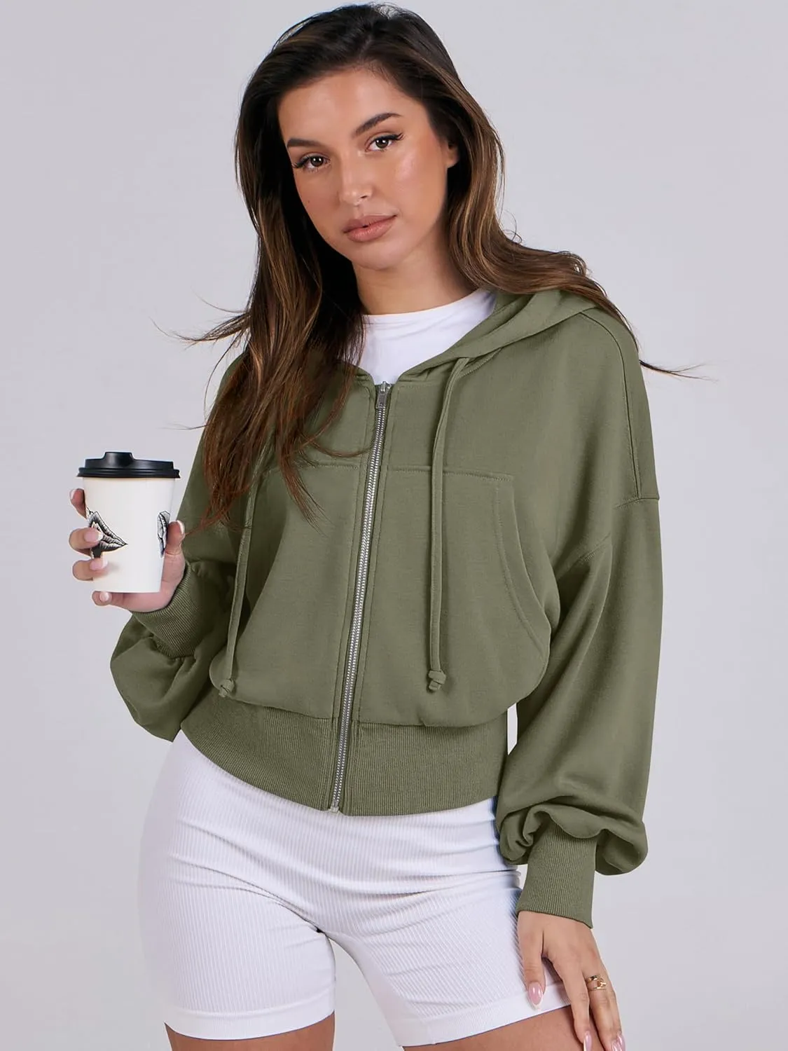 ANRABESS Women's Zip Up Hoodies Cropped Sweatshirts Casual Zip Jackets 2025 Fashion Trendy Spring Summer Outfits
