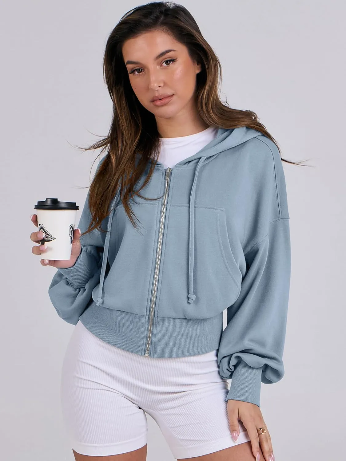 ANRABESS Women's Zip Up Hoodies Cropped Sweatshirts Casual Zip Jackets 2025 Fashion Trendy Spring Summer Outfits