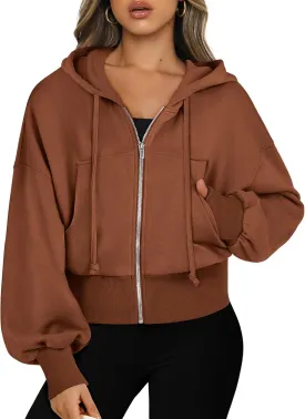 ANRABESS Women's Zip Up Hoodies Cropped Sweatshirts Casual Zip Jackets 2025 Fashion Trendy Spring Summer Outfits
