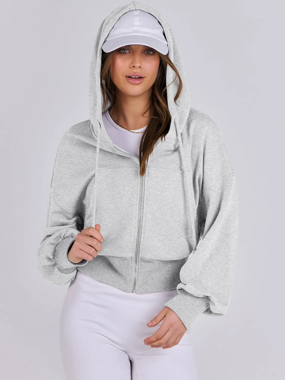 ANRABESS Women's Zip Up Hoodies Cropped Sweatshirts Casual Zip Jackets 2025 Fashion Trendy Spring Summer Outfits