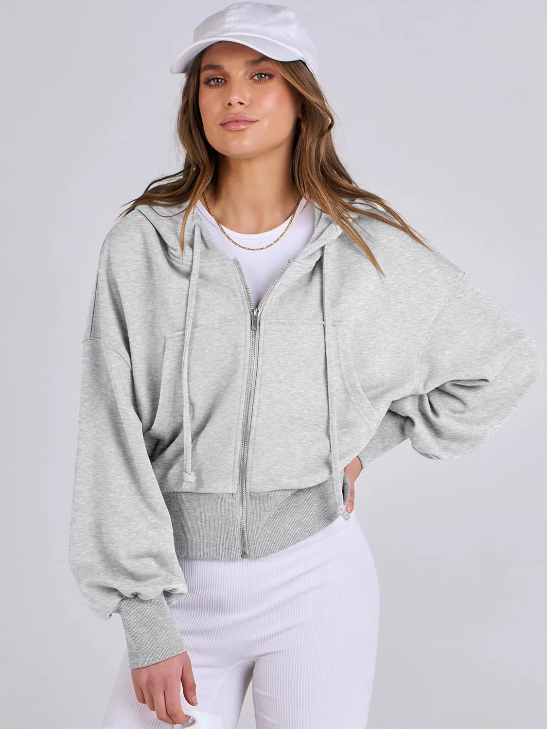 ANRABESS Women's Zip Up Hoodies Cropped Sweatshirts Casual Zip Jackets 2025 Fashion Trendy Spring Summer Outfits