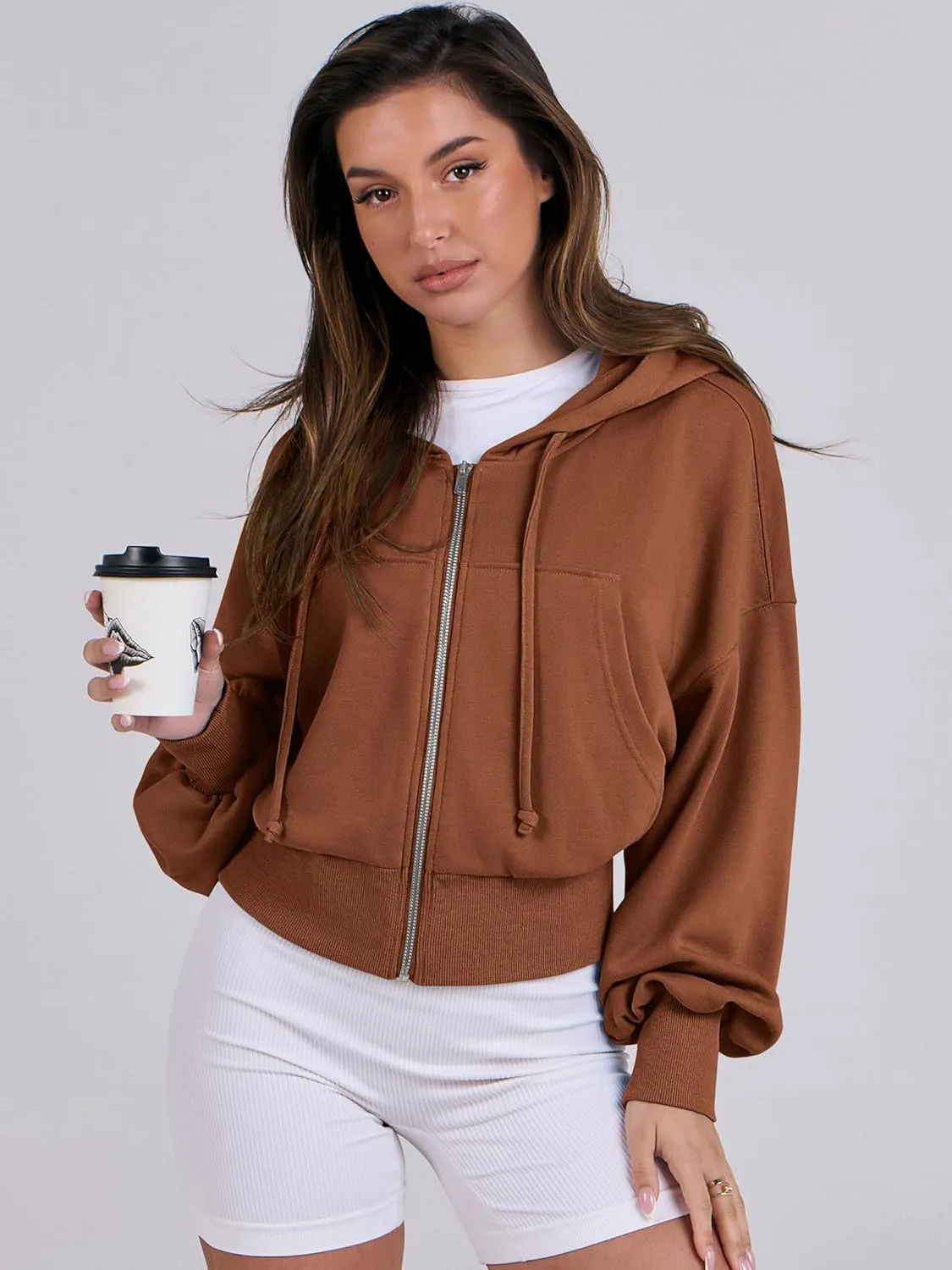 ANRABESS Women's Zip Up Hoodies Cropped Sweatshirts Casual Zip Jackets 2025 Fashion Trendy Spring Summer Outfits
