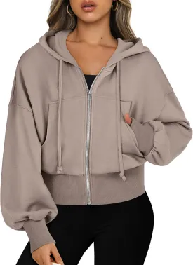 ANRABESS Women's Zip Up Hoodies Cropped Sweatshirts Casual Zip Jackets 2025 Fashion Trendy Spring Summer Outfits
