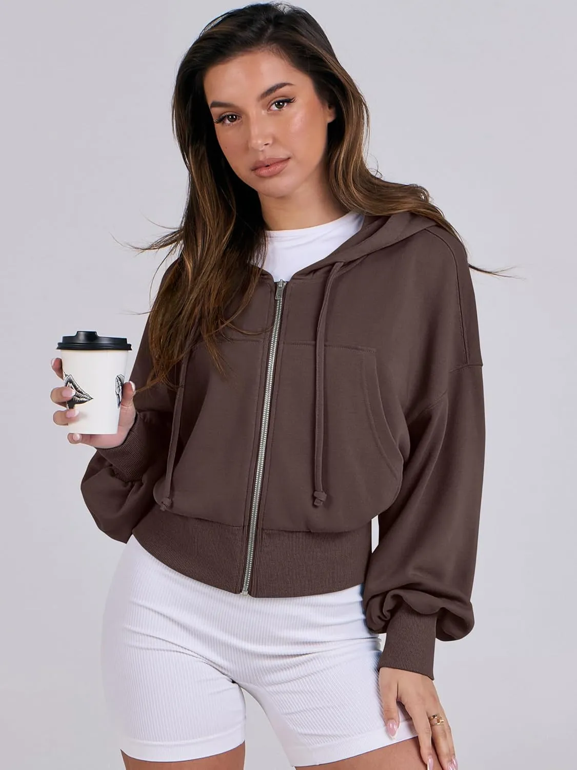 ANRABESS Women's Zip Up Hoodies Cropped Sweatshirts Casual Zip Jackets 2025 Fashion Trendy Spring Summer Outfits