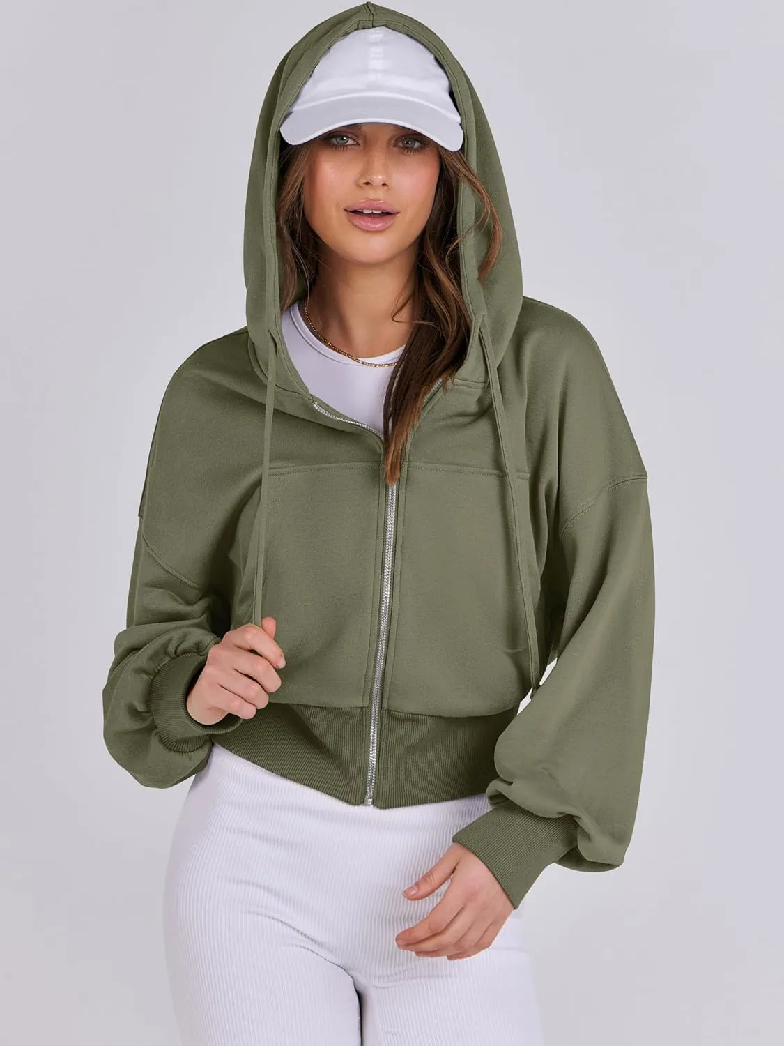 ANRABESS Women's Zip Up Hoodies Cropped Sweatshirts Casual Zip Jackets 2025 Fashion Trendy Spring Summer Outfits