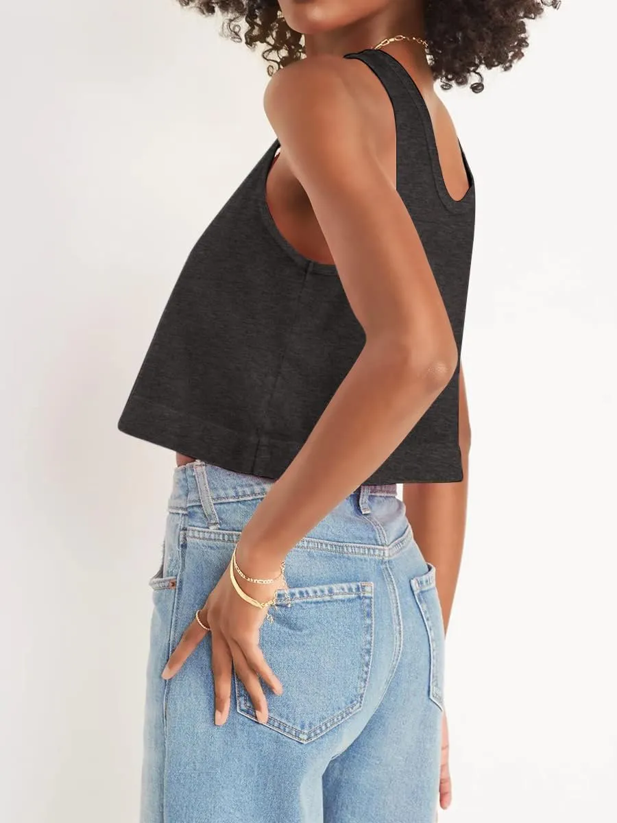 Aoysky Womens Cotton Crop Tops Casual Loose Tank Top Sleeveless Basic Cropped Athletic Yoga Workout Shirt