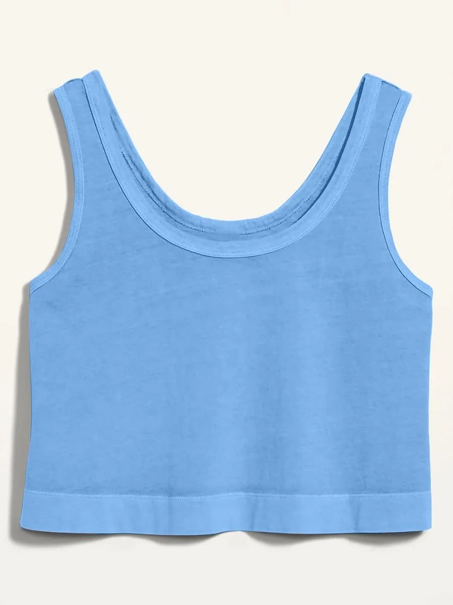Aoysky Womens Cotton Crop Tops Casual Loose Tank Top Sleeveless Basic Cropped Athletic Yoga Workout Shirt