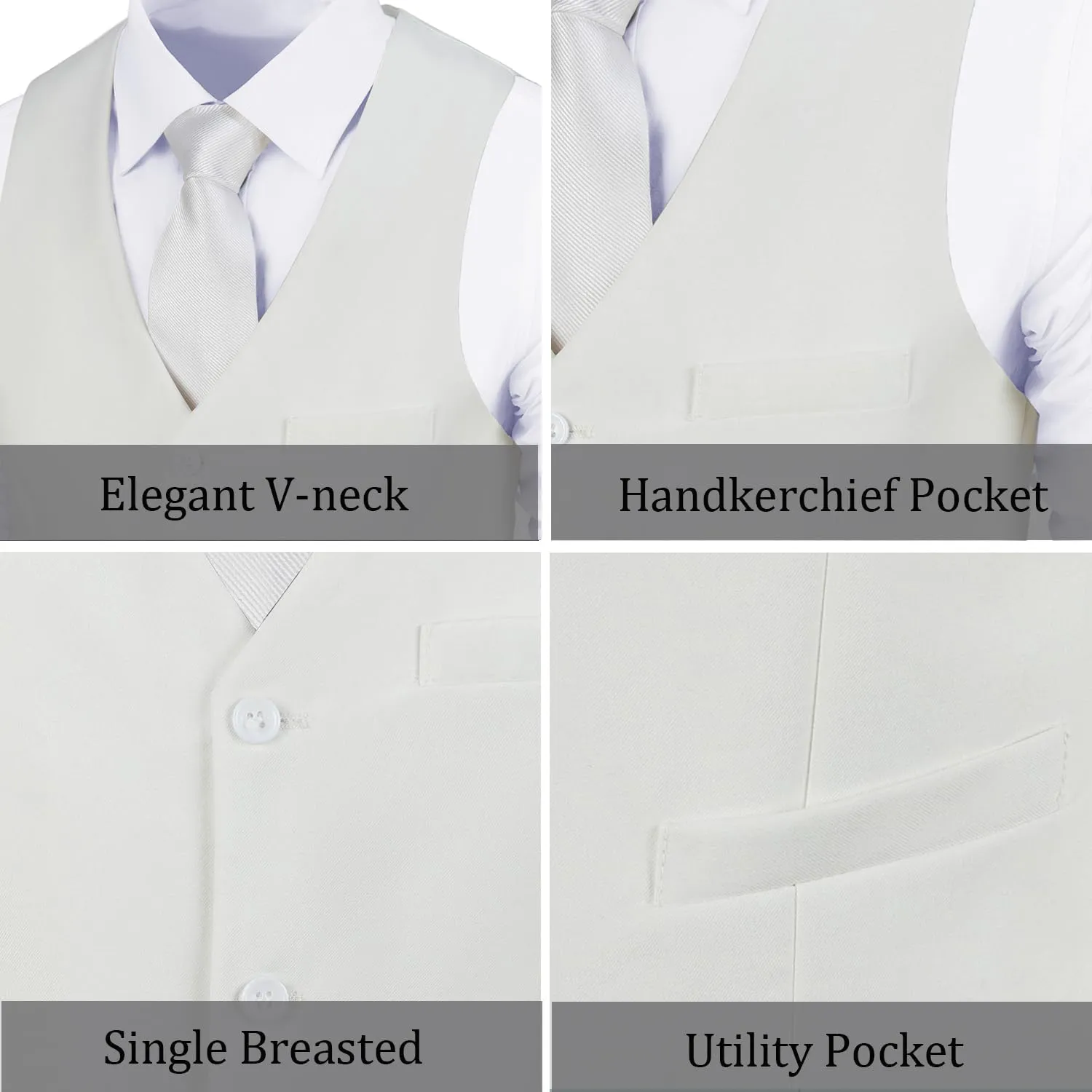 Bakerbear Mens Suit Vests V-Neck Casual Vest Dress for Men Formal Tuxedo Wedding Vests Men's Waistcoat