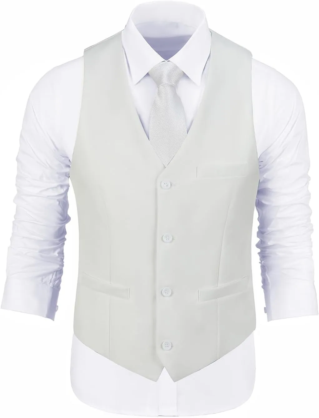 Bakerbear Mens Suit Vests V-Neck Casual Vest Dress for Men Formal Tuxedo Wedding Vests Men's Waistcoat