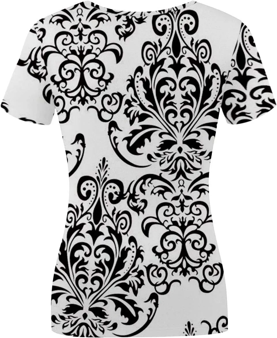 Beauhuty Women's Top Deep V Neck Slim Fitted T-Shirt Front Wrap Ruched Short Sleeve Tee