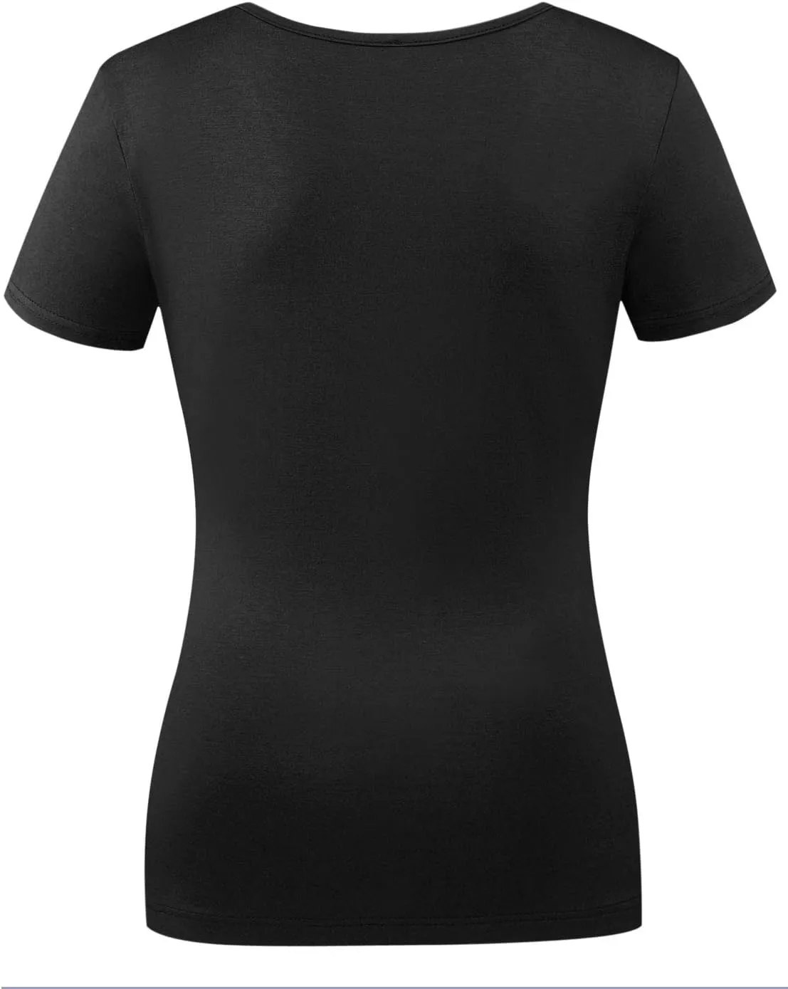 Beauhuty Women's Top Deep V Neck Slim Fitted T-Shirt Front Wrap Ruched Short Sleeve Tee