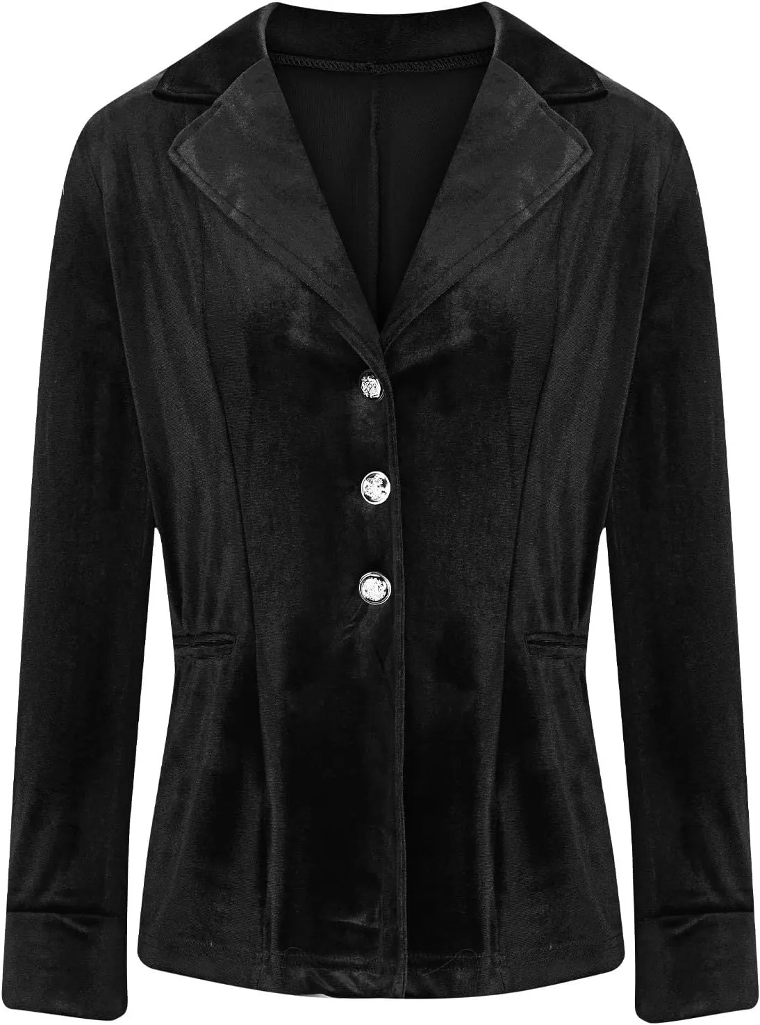Binmer Vintage Velvet Blazer Jacket for Women's 2024 Casual Office Work Long Sleeve Button Suit Blazers Fall Coat With Pocket
