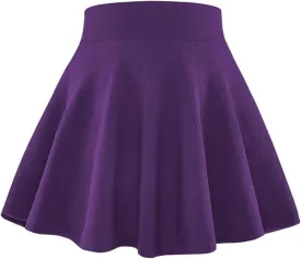 BOOPH Kids Girls Skirt Casual Mini Flare Plain Pleated Stretch Waist Skater Uniform Skirts