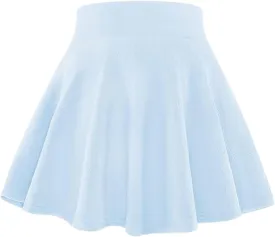 BOOPH Kids Girls Skirt Casual Mini Flare Plain Pleated Stretch Waist Skater Uniform Skirts