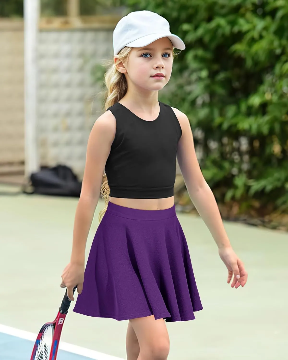 BOOPH Kids Girls Skirt Casual Mini Flare Plain Pleated Stretch Waist Skater Uniform Skirts