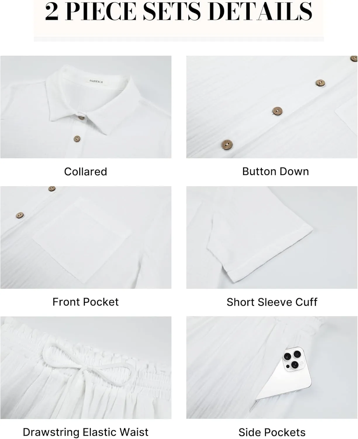 Bsubseach Womens 2 Piece Cover Ups Set Cotton Beach Short Sets Short Sleeve Button Down Shirt Shorts Resort Wear 2025