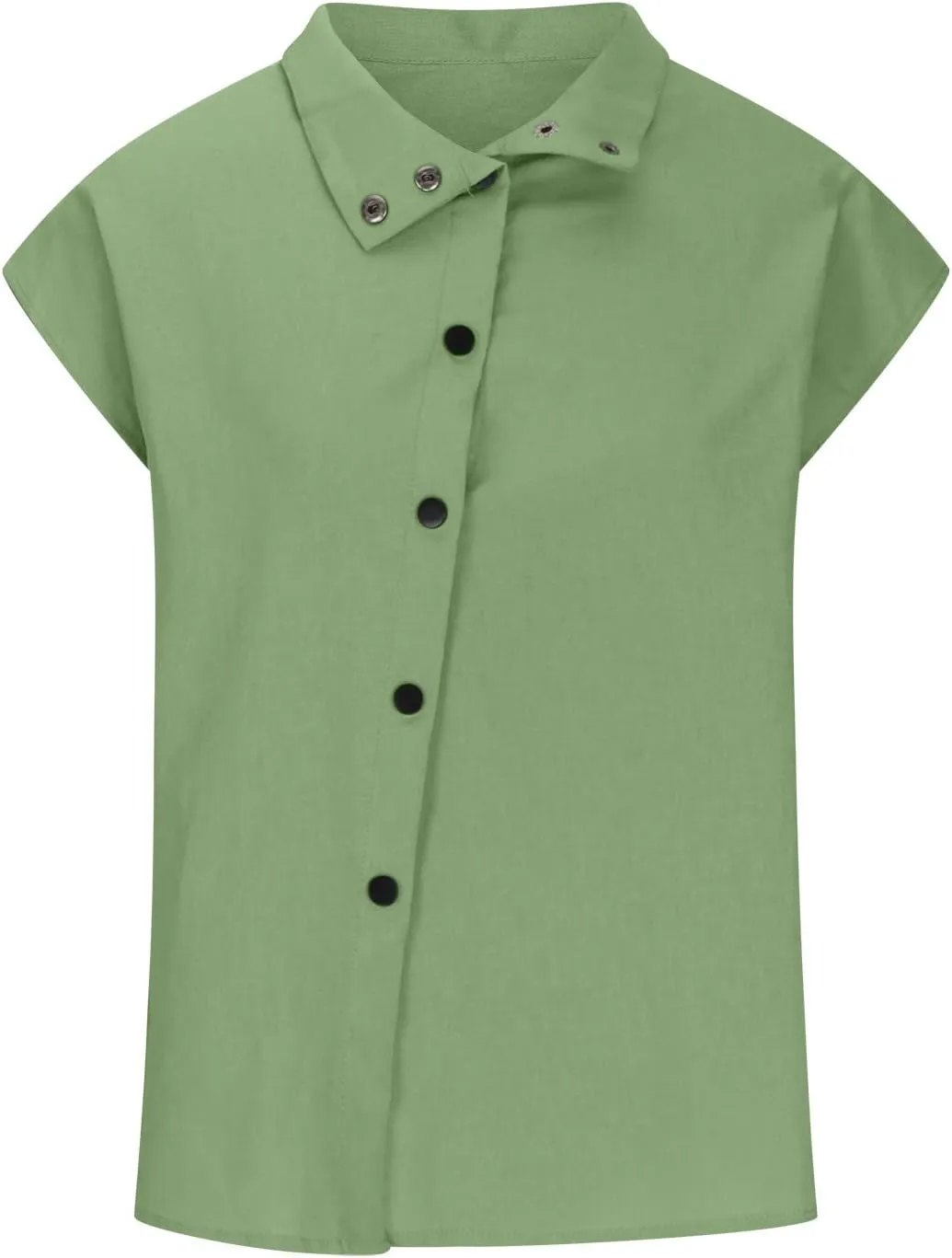 Ceboyel Women Linen Summer Shirt Dressy Causal Boho Blouses Short Sleeve Turtle Neck Tops Trendy Ladies Going Out Clothes