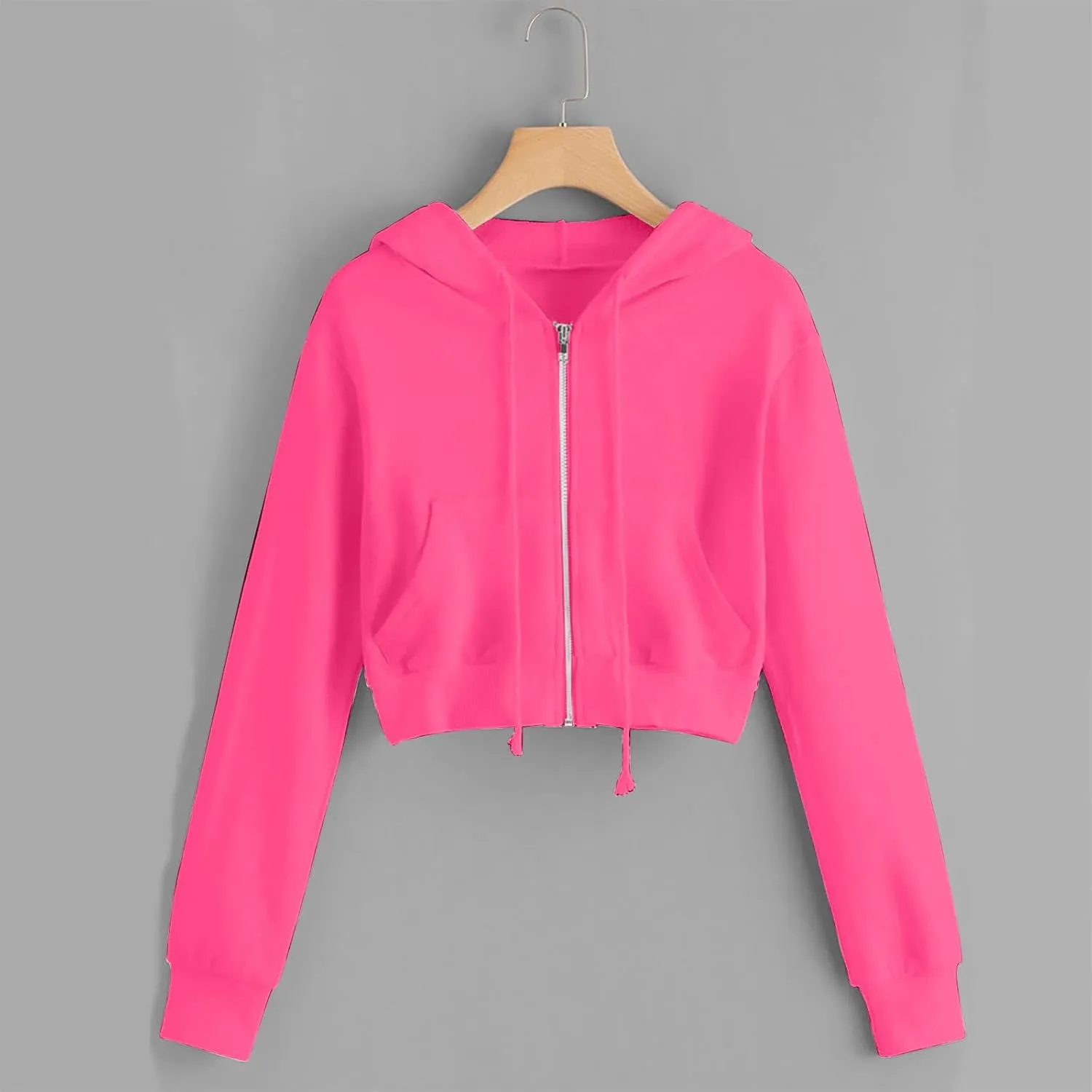 Ceboyel Zip Up Hoodies for Women Cropped Long Sleeve Sweatshirts Jackets Trendy Y2k Crop Tops Teen Girls Clothes 2023