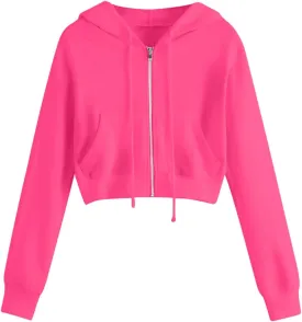 Ceboyel Zip Up Hoodies for Women Cropped Long Sleeve Sweatshirts Jackets Trendy Y2k Crop Tops Teen Girls Clothes 2023