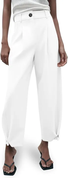 Cicy Bell Casual Dress Pants High Waisted Button Work Office Pleated Trousers with Pockets