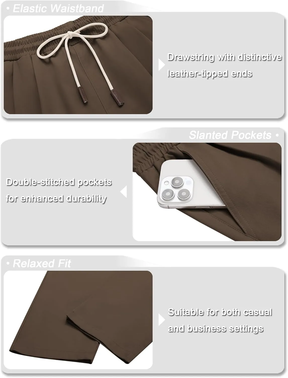 COOFANDY Men's Casual Chino Pants Relaxed Fit Drawstring Elastic Waist Lightweight Pant Twill Pleated Trousers