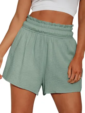 CUPSHE Women Pants Smocked Paperbag Waist Shorts Loose Fit Pant Wide Leg Casual Beach