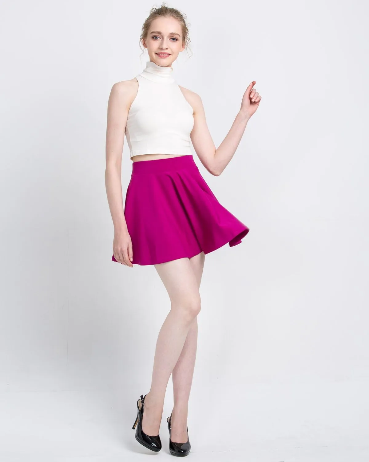 DRESSTELLS Women's Casual Skirt 2025, Stretchy High Waist Aline Mini Skater Skirts
