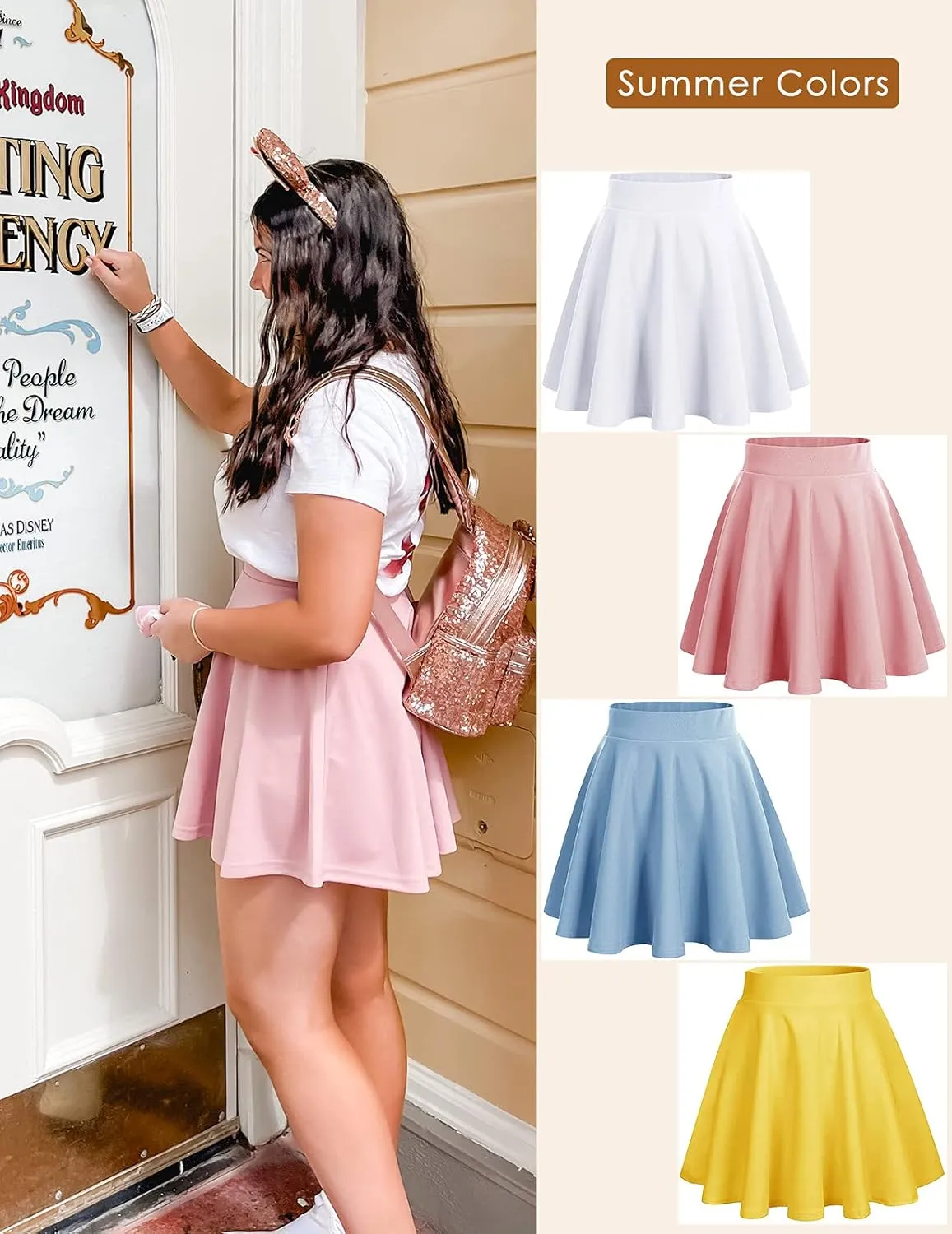 DRESSTELLS Women's Casual Skirt 2025, Stretchy High Waist Aline Mini Skater Skirts