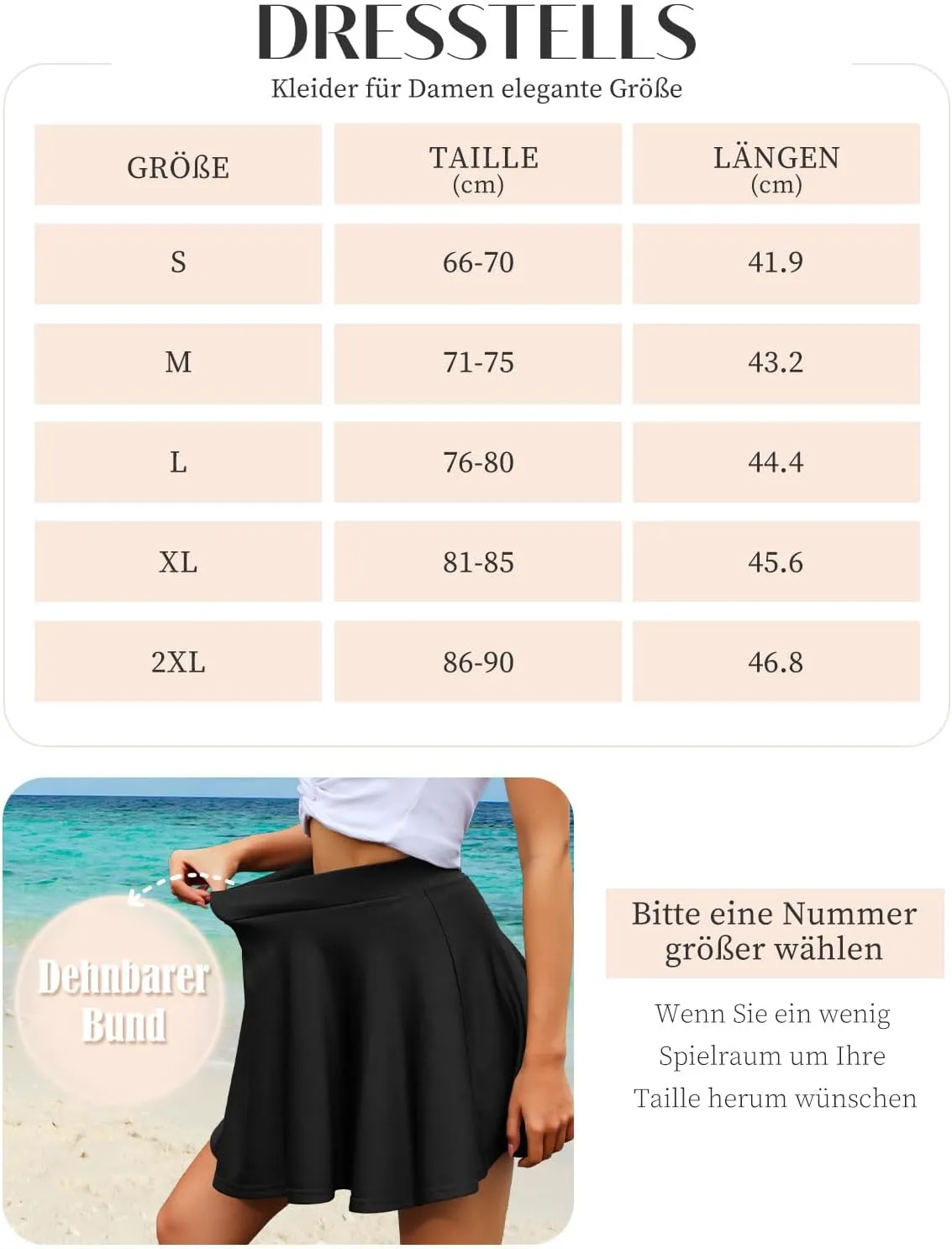 DRESSTELLS Women's Casual Skirt 2025, Stretchy High Waist Aline Mini Skater Skirts