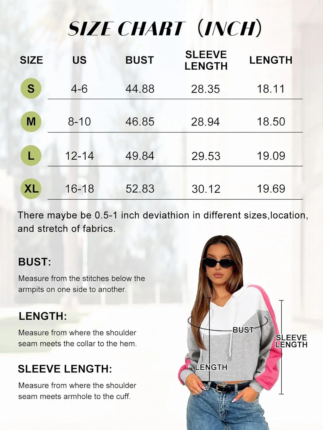 FAIRY SEASON Women Cropped Hoodies Long Sleeve Oversized Hooded Sweatshirt Color Block Crop Top Shirt Y2K Workout Pullover